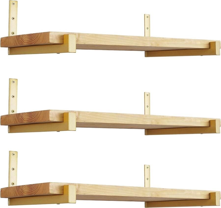 Zware plankbeugel met lipijzer Metalen wandmontage Industriële drijvende plankbeugels Doe-het-zelf opslagruimte 12 inch Goud