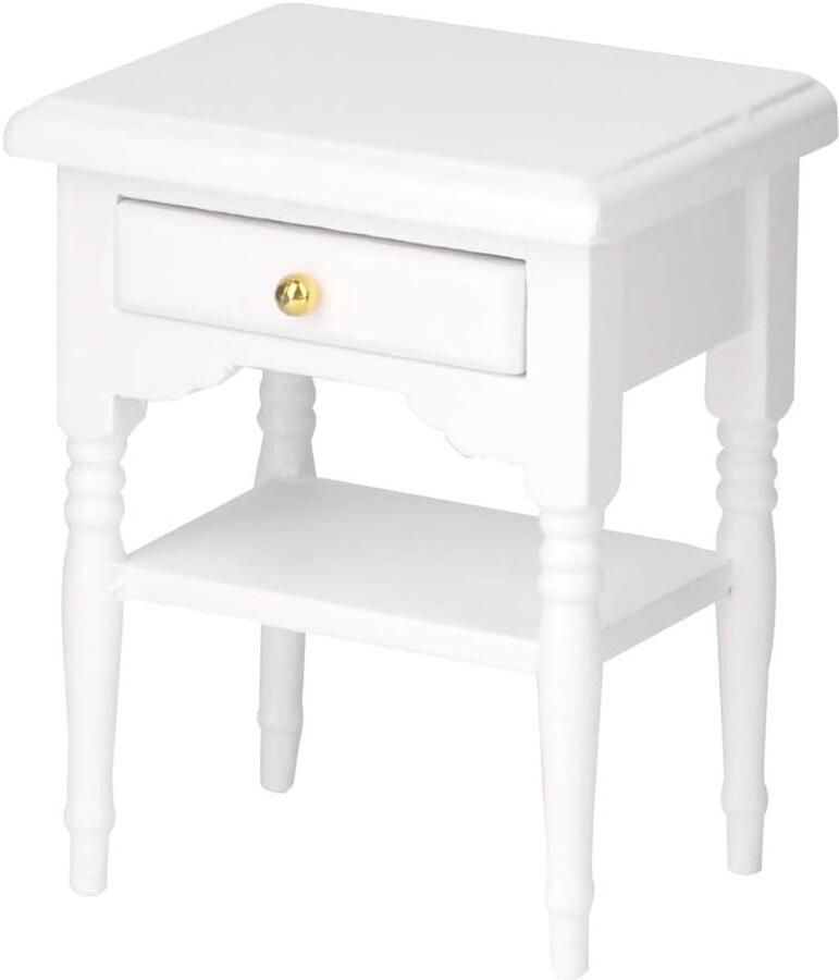Klein Nachtkastje 1:12 Wit Mini Meubel Nachtkastje Model voor Poppenhuisdecoratie