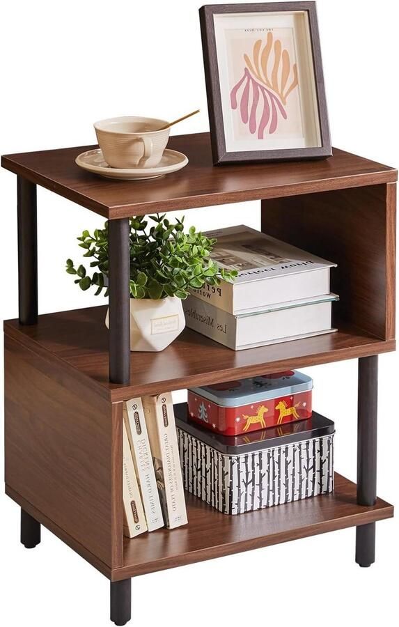 Klein nachtkastje met open opslag Minimalistisch Licht walnoot YD-TM152LW