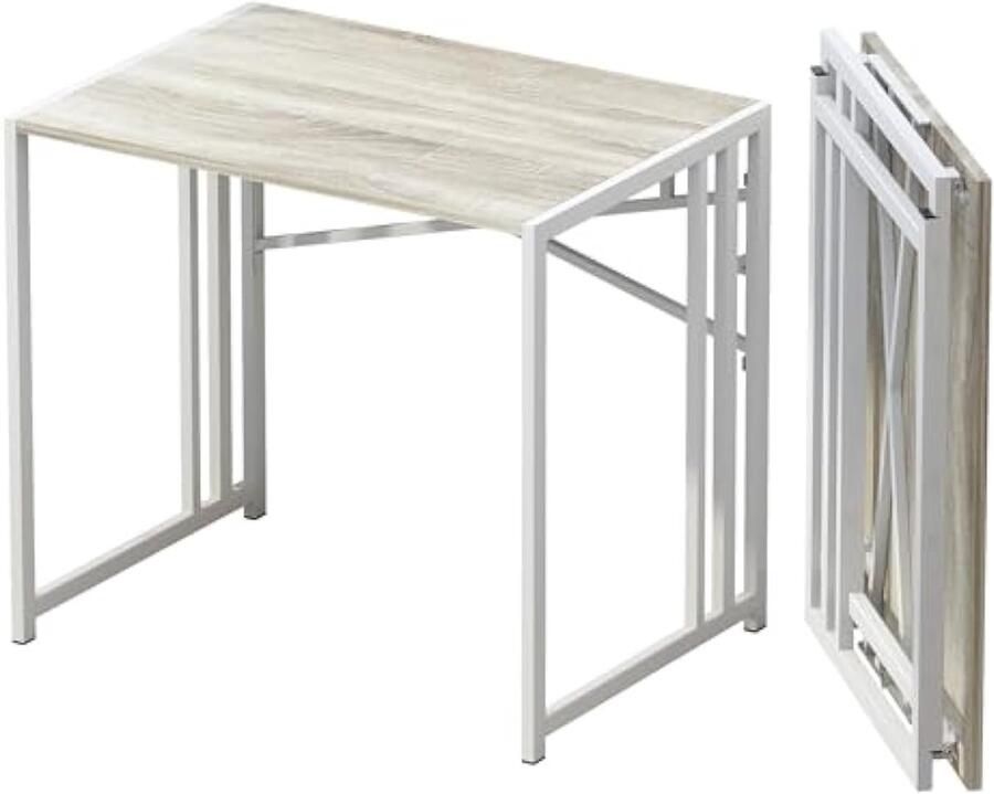 Klein opvouwbaar bureau 83 cm geen montage nodig klein bureau schrijftafel gamingcomputer campingbureau beige