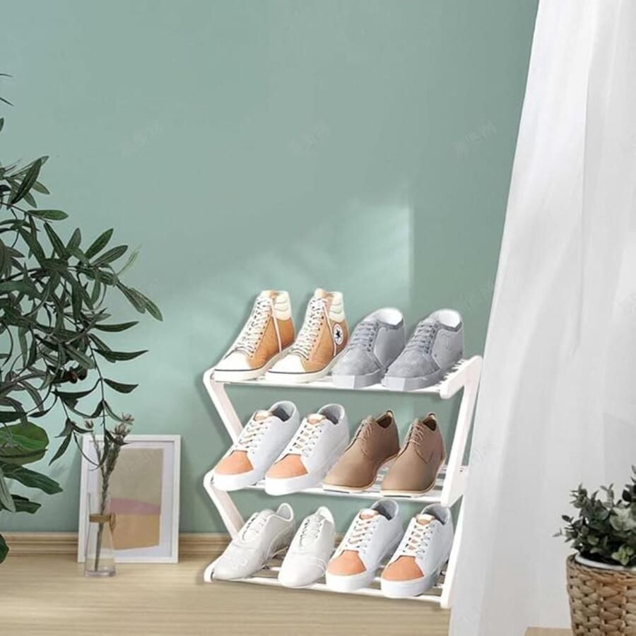Klein schoenenrek 3-laags schoenenrek klein mini-schoenenrek organizer stevige smalle schoenenplank opberg organizer voor kast ingang gang snelle montage geen gereedschap vereist 42 * 19 * 35cm