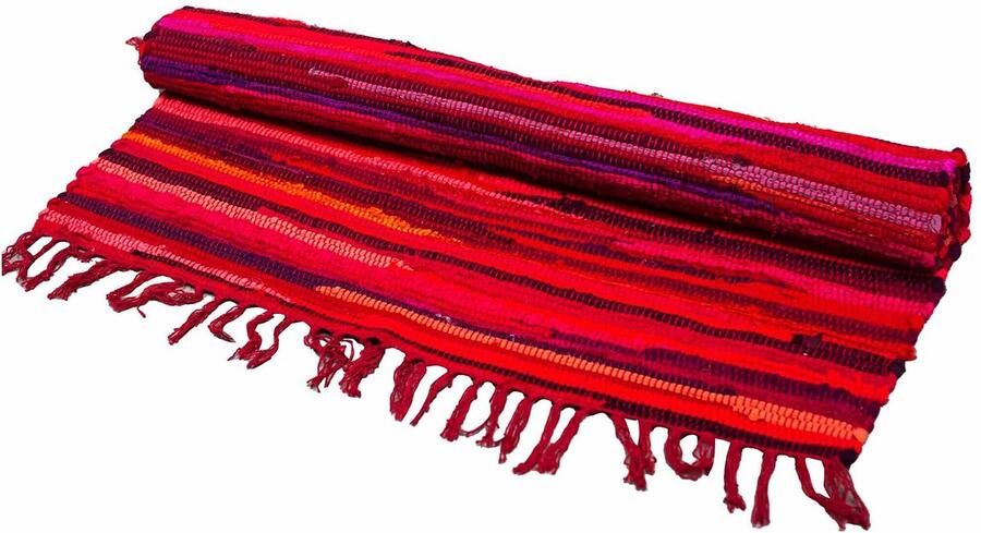 Indiase Recyclagetapijt – 50x90cm – premium kwaliteit – Schokkend Roze Gemaakt van gerecycleerde textielresten. Authentiek Duurzaam en Stijlvol