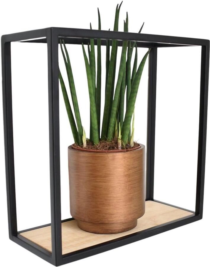 Klein wandrek met bamboehout decoratief en eenvoudig op te hangen 1 stuk zwart of wit