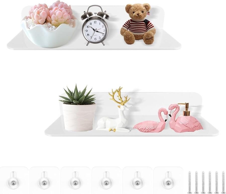 Klein wandrek set van 2 stuks wandrek zonder boren rek om te plakken badkamer keuken woonkamer kantoor speelkamer