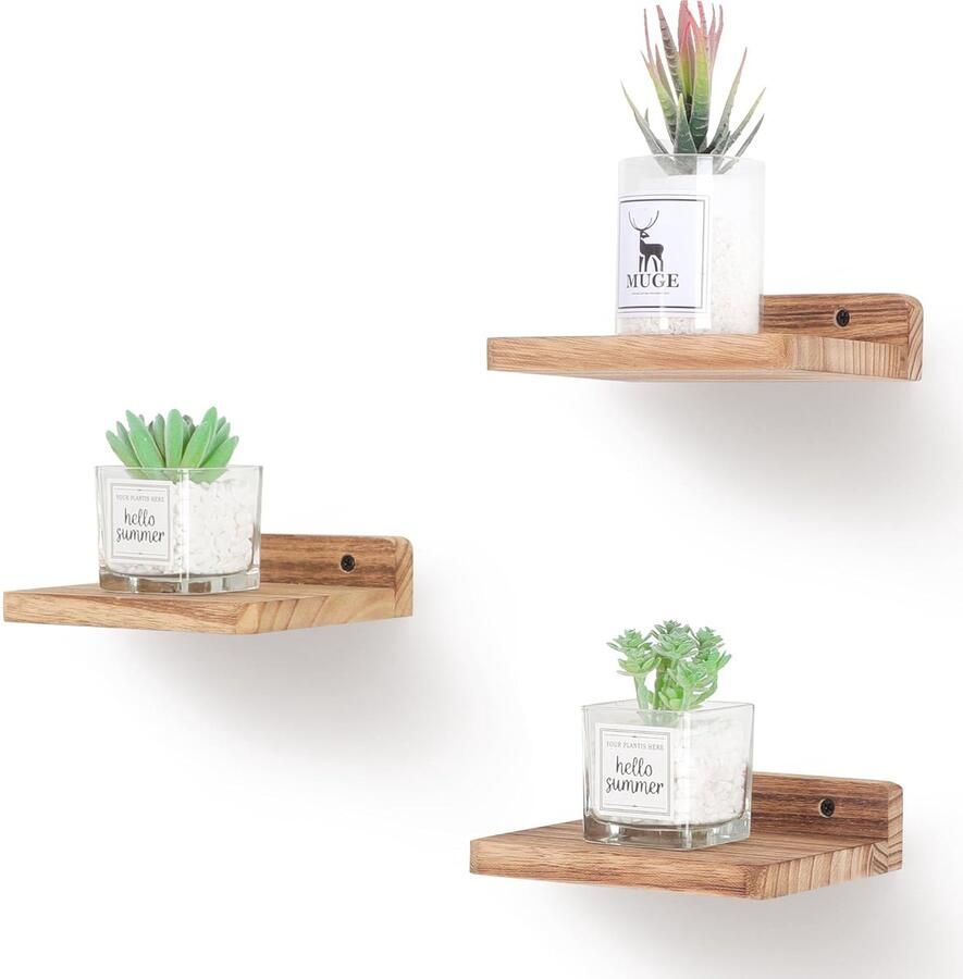 Klein wandrek veelzijdig en ruimtebesparend set van 3 echt hout