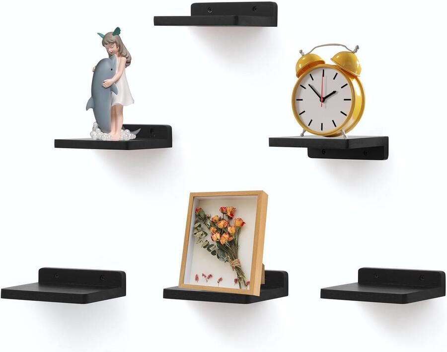 Klein wandrek veelzijdig en ruimtebesparend set van 6 echt hout