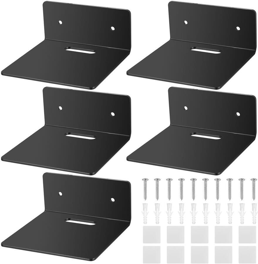 Ibenzoa Klein Zwart Acryl Wandrek Mini Zwevende Plank voor Slaapkamer & Woonkamer