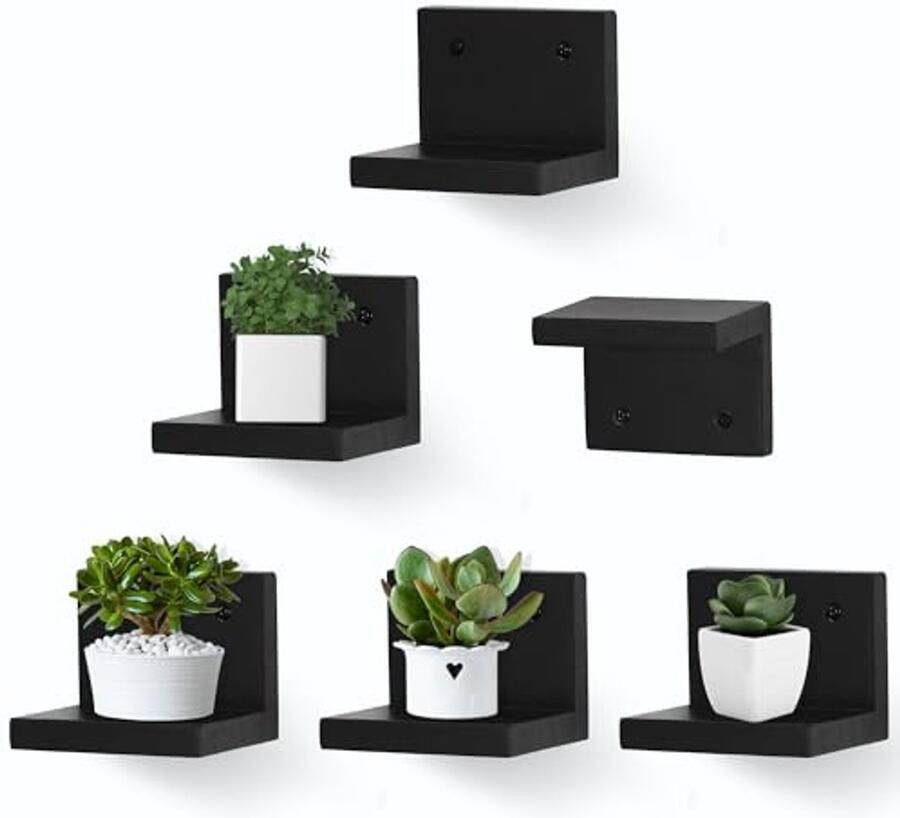 Klein zwevend wandrek set van 6 stuks Mini planken voor kleine figuren planten en verzamelobjecten Wandplanken voor slaapkamer woonkamer en badkamer