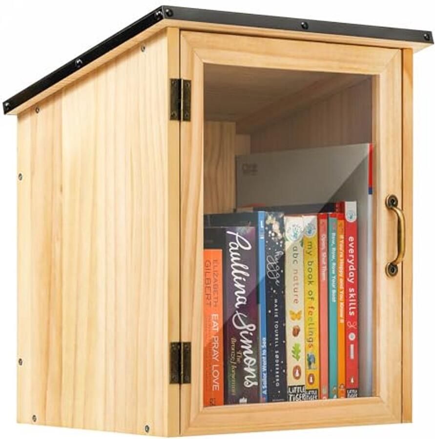 Kleine bibliotheekdoos buiten waterdichte boekendoos voor buitengebruik handige houten kast voor boekuitwisseling en delen van literatuur met de gemeenschap