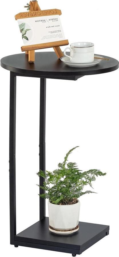 Kleine bijzettafel C-vormige banktafels 1 stuk zwart ovale vorm