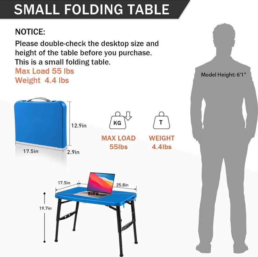 Kleine campingtafel inklapbaar in hoogte verstelbaar outdoor draagbaar klaptafel voor camping barbecue balkon eettafel werkbank inklapbaar