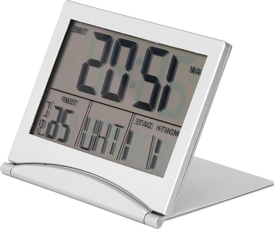 Kleine Digitale Klok Draagbaar Alarm Muur met Datum en Temperatuur Dag Tijd Reisklokken Te Koop Radio op Batterijen Mini Nachtkastje Desktop Tiny Magnetisch Dagelijkse Decoratie Content nodig