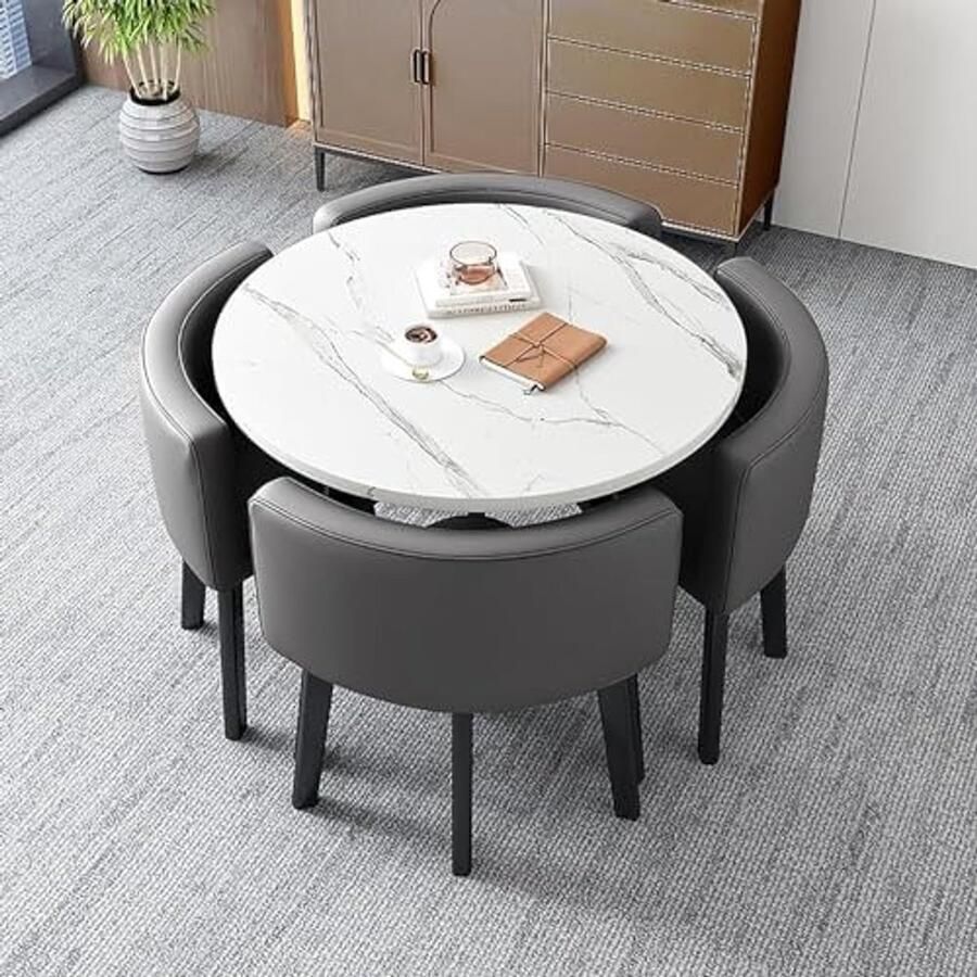 Kleine eettafel voor 4 salontafel en stoel combinatie balkon woonkamer eettafel ronde tafel met 4 stoelen meubelcombinatie keuken koffiekantoor (afmetingen: 80 x 80 x 75 cm stijl