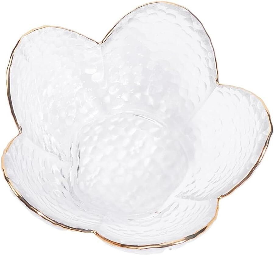 Kleine glazen sieraden tray bloemen glazen sieraden schotel ring schalen voor vrouwen transparante gouden rand desktop sieraden organizer nachtkastje fotografie props ringen