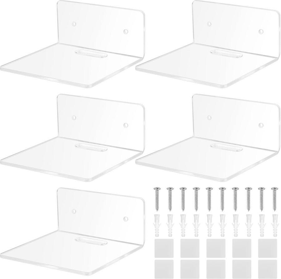 Ibenzoa Kleine Acryl Zwevende Plank – Mini Wandrek voor Slaapkamer Badkamer & Woonkamer