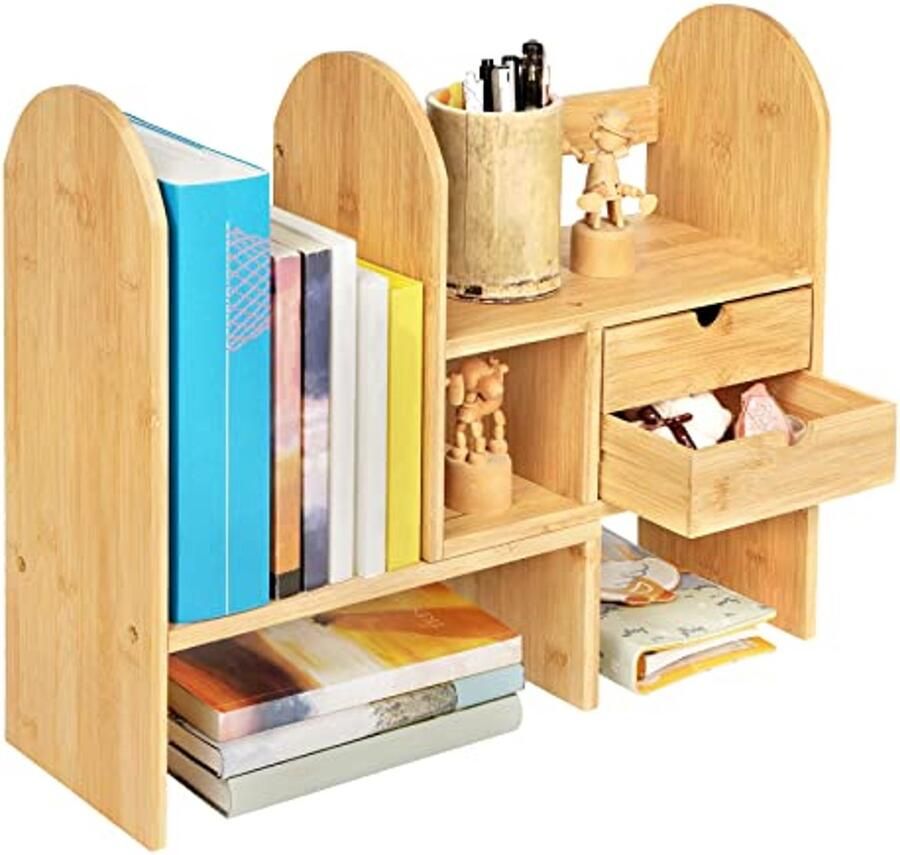 Kleine Houten Bureau Boekenplank Organizer Verstelbare Tafelplank voor kantoor en Keuken