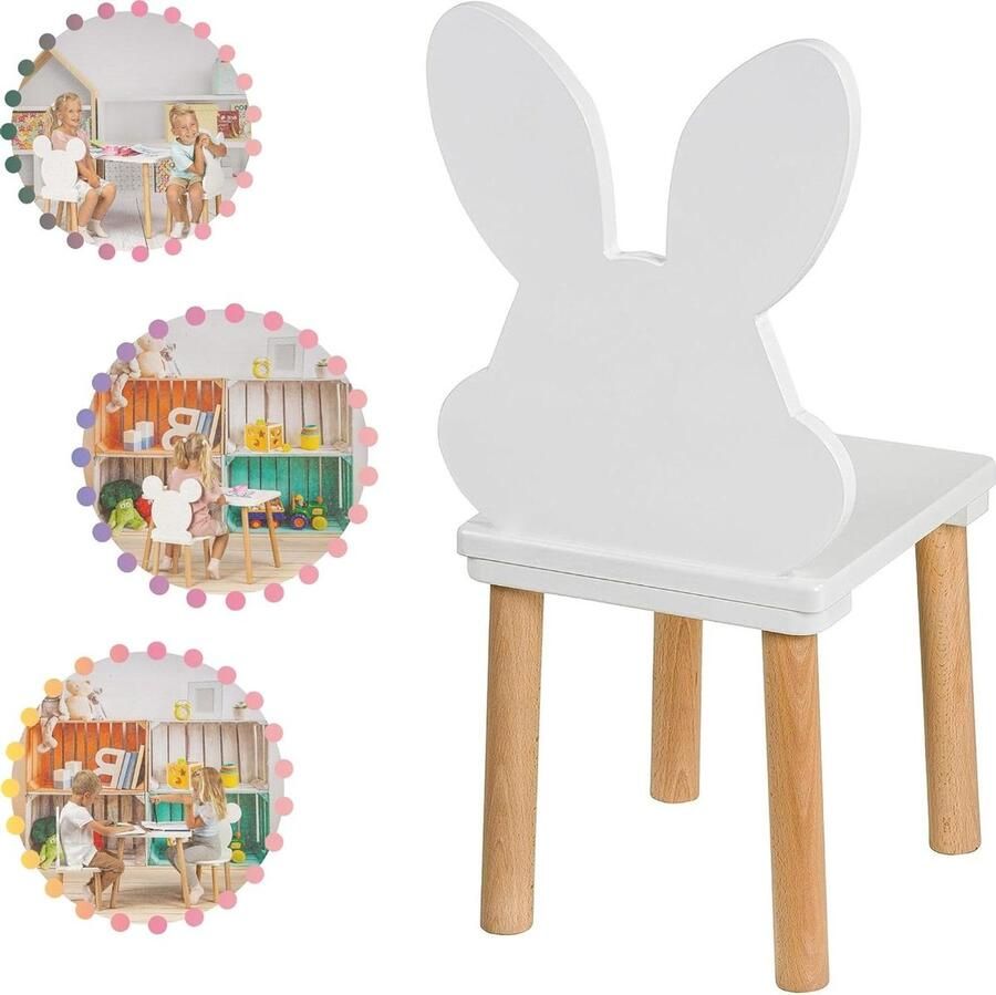 Kleine houten kinderstoel natuurlijk kinderzitmeubilair kindertafel kruk PlayPals Houten kruk