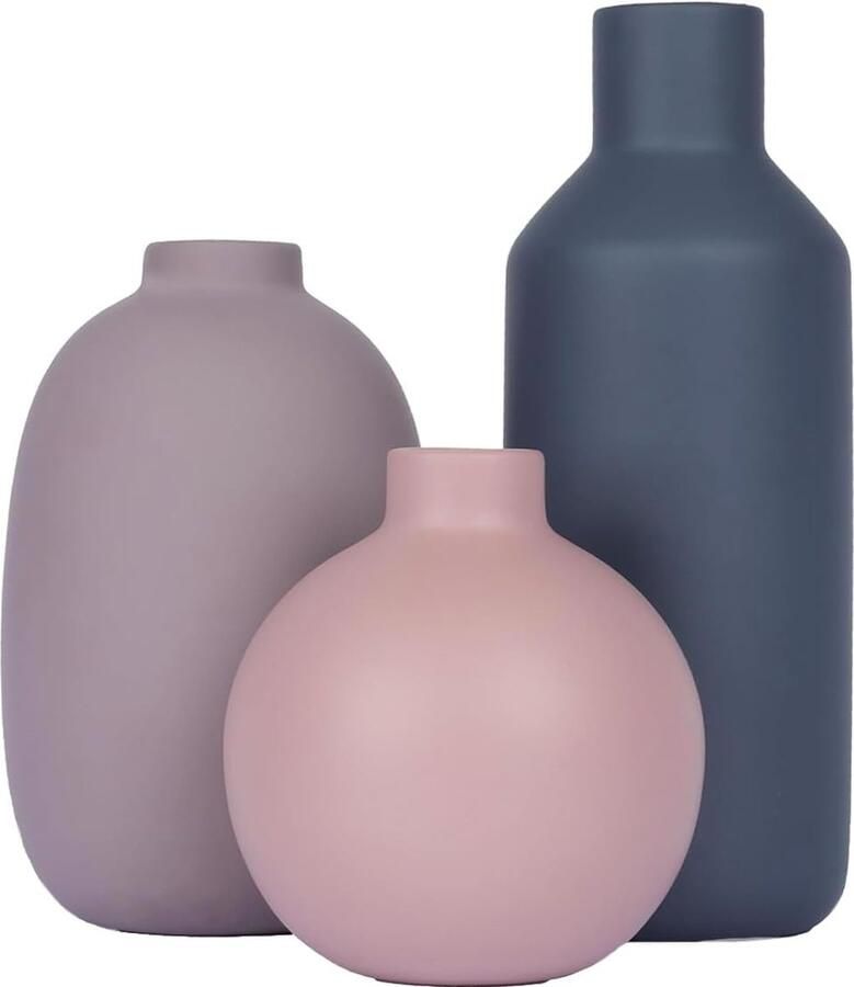 Kleine Keramische Vaas Set Eettafel Decoratie 3 stuks Wit Keramiek