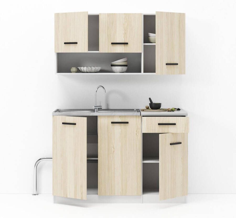 Kleine Keuken Strak 120cm – Mini Keukenblok – Kitchenette met Franke Spoelbak – Goedkope Keukenkast