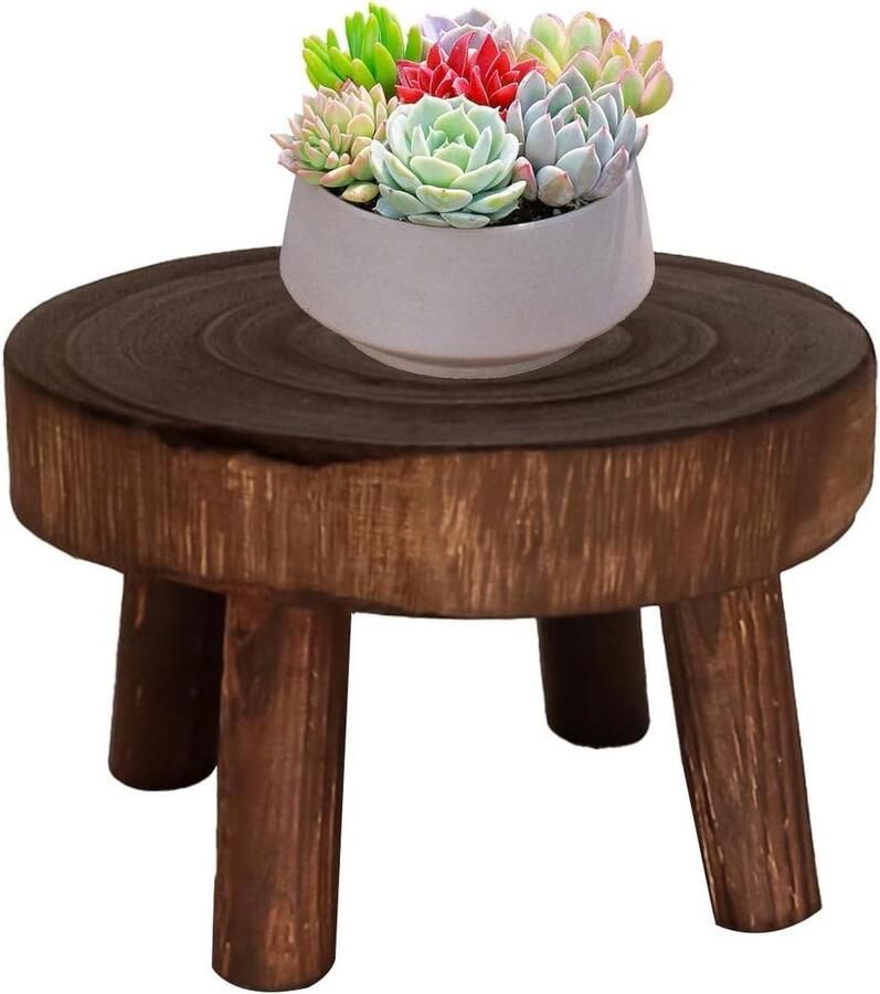 Kleine Kruk Plant Stand Display Stand Houtnerf Multifunctionele Indoor Outdoor Home Decoratief Bonsai Kleine Plant Houten kruk