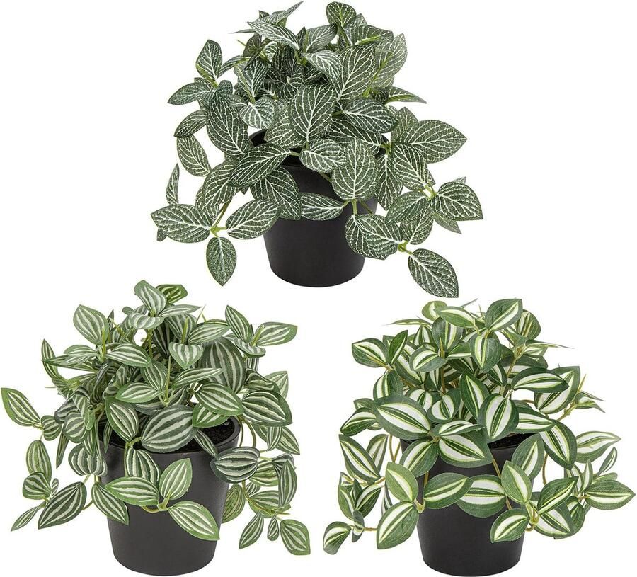 Kleine kunstplanten binnen in pot set van 3 decoratieve nepplanten realistische kunstplant in pot voor thuis esthetische woonkamer badkamer bureau plank kantoordecoratie