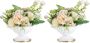 Kleine metalen bruiloft middenstukken urn vaas 2 stuks witte bloemenvaas bloempot voor bruiloft centrepiece tafels trompet vaas voor tuin feest eettafel verjaardag bruiloft decoratie verloving - Thumbnail 1