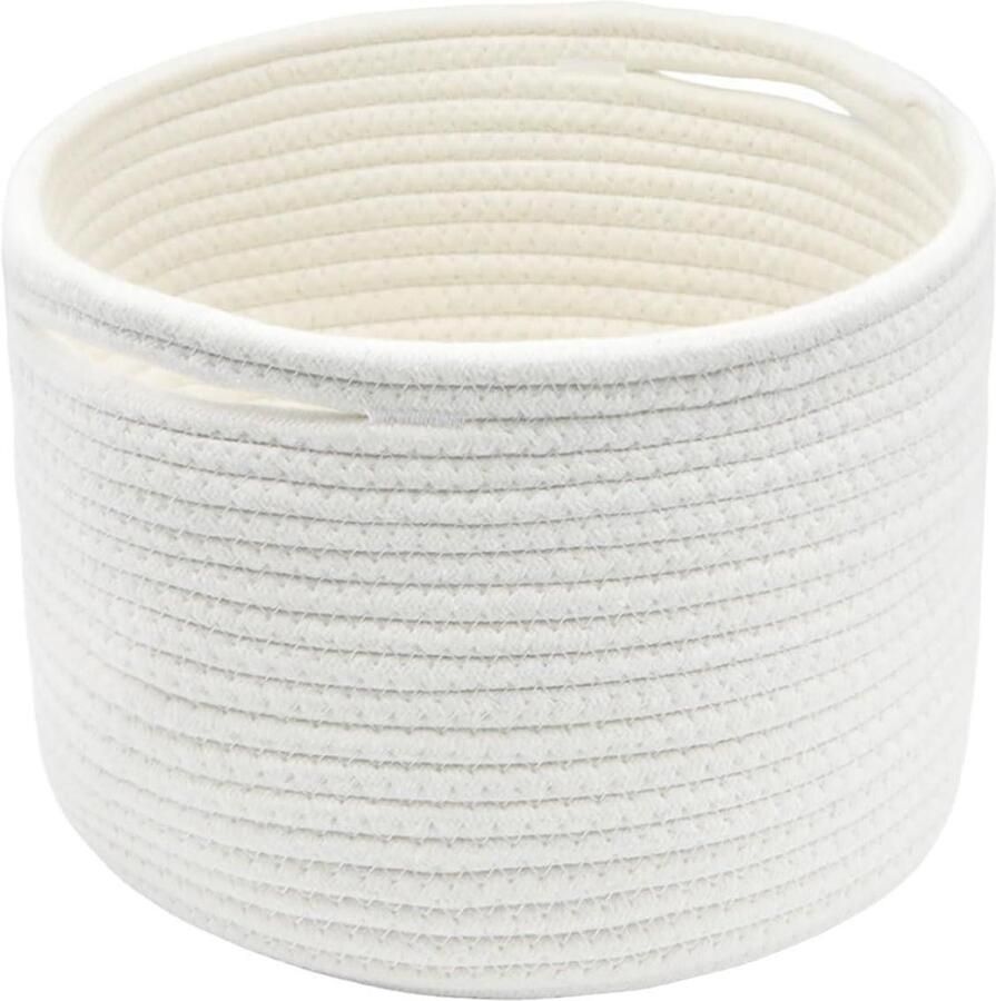 Kleine opbergmand voor kinderkamer Kastorganizer Katoenen mand Speelgoedmand Gevlochten mand 24 x 18 cm (wit)