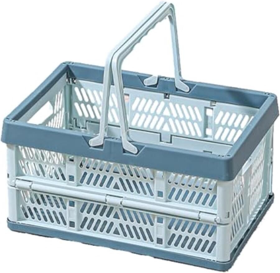 Kleine opvouwbare opbergkist boodschappenmand van kunststof opbergmand 30 x 20 x 15 5 cm voor keuken badkamer kantoor slaapkamer kast (helder watergroen)