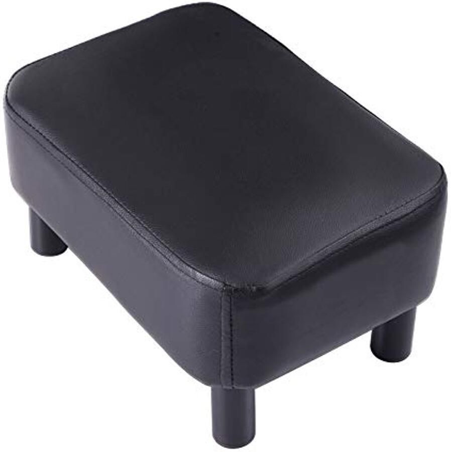 Kleine Ottomaanse Voetsteun van PU-leer Rechthoekige Voetenbank voor Woonkamer en Slaapkamer Comfortabele Kruk met Gevoerde Zitting