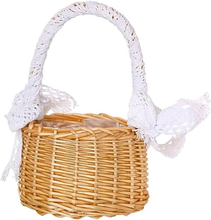 Kleine rieten mand van wilgentenen en rotan Bloemenmand voor bruiloft met handgrepen Cadeaumand Handgemaakt en leeg Opslag mand voor tafel decoratie