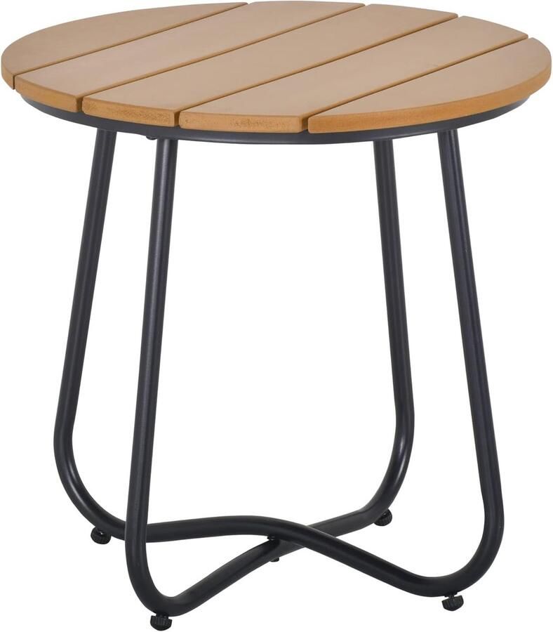 Kleine ronde salontafel Elegante bijzettafel voor balkon terras en woonkamer Ø 49 x 48 cm bruin