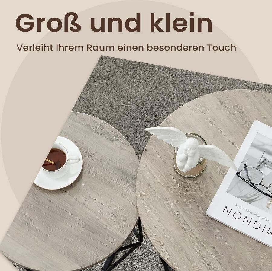 2 -delige salontafel Set Zijtafels Accenttafels Space -reddend ontwerp 50 cm x 40 cm en 40 cm x 36 cm - Foto 2