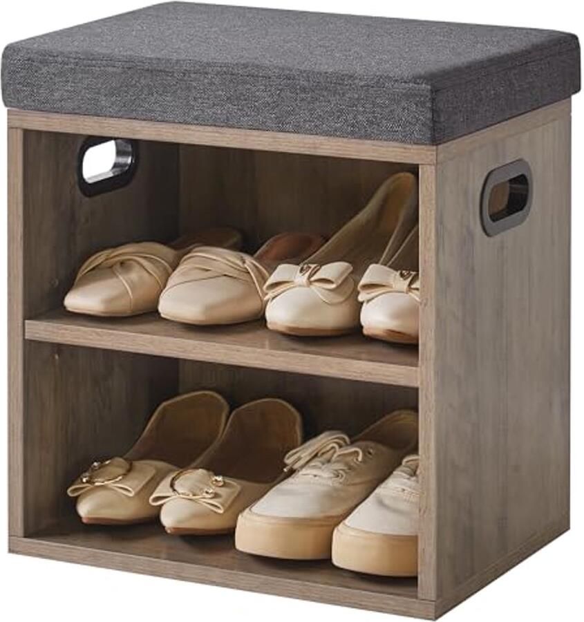 Kleine schoenenopbergbank met kussen 2-laags schoenenbank opslag met stoel voor entree woonkamer hal kast slaapkamer