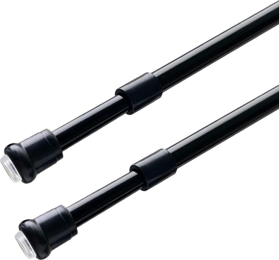 Kleine spanstang zonder boren 2 stuks klemstang voor keukenkasten (40-65 cm 76 en 96 mm zwart) Gordijn trekstang