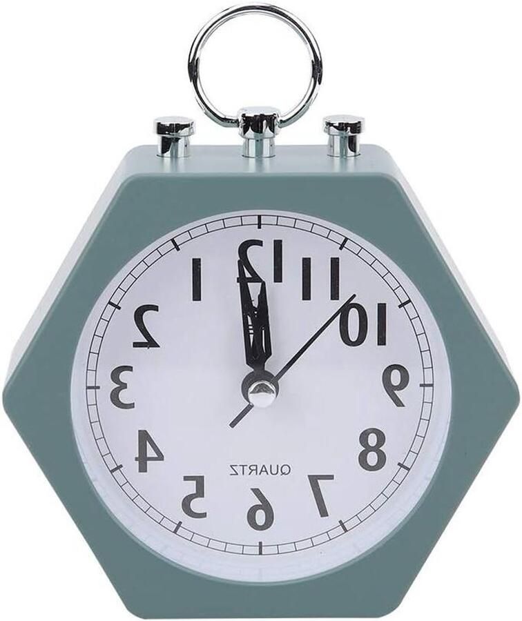 Wekkers voor Plank Bureau Miniklok Stil Niet Tikkende Analoge Wekker Werkt op Batterijen Nachtkastje Klok voor Woonkamer Slaapkamer Keuken Thuiskantoor(5.1 x 5.1 x 2.3inch -groente)