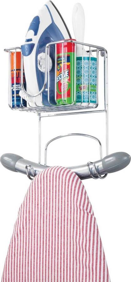 Kleine strijkplankhouder voor wandmontage strijkplank met legplank voor strijkijzer en dergelijke. Compacte wandophanging voor de bijkeuken van metaal zilverkleurig