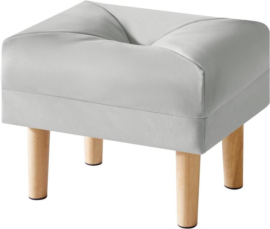 Kleine Voetenbank Moderne Ottomaanse Voetsteun 1 stuk Grijs Kunstleer 40 x 29 x 32 cm