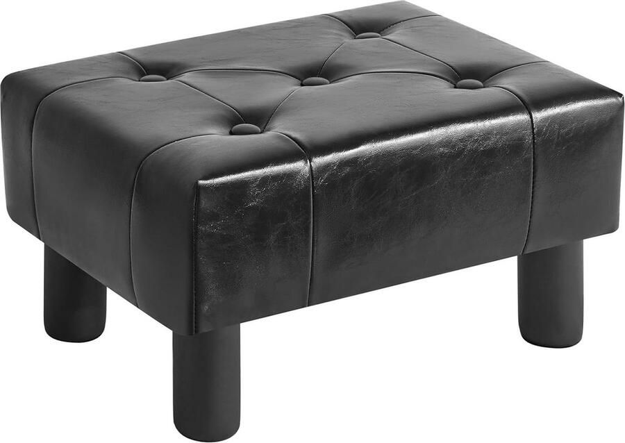 Kleine voetenbank Ottomaanse Faux leer multifunctioneel 1 stuk zwart 40×30.5×22.5CM