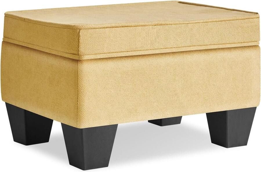 Kleine Voetenbank Ottomaanse Poef Geschikt voor Woonkamer Slaapkamer 1 stuk Gember Linnen 25 5 cm