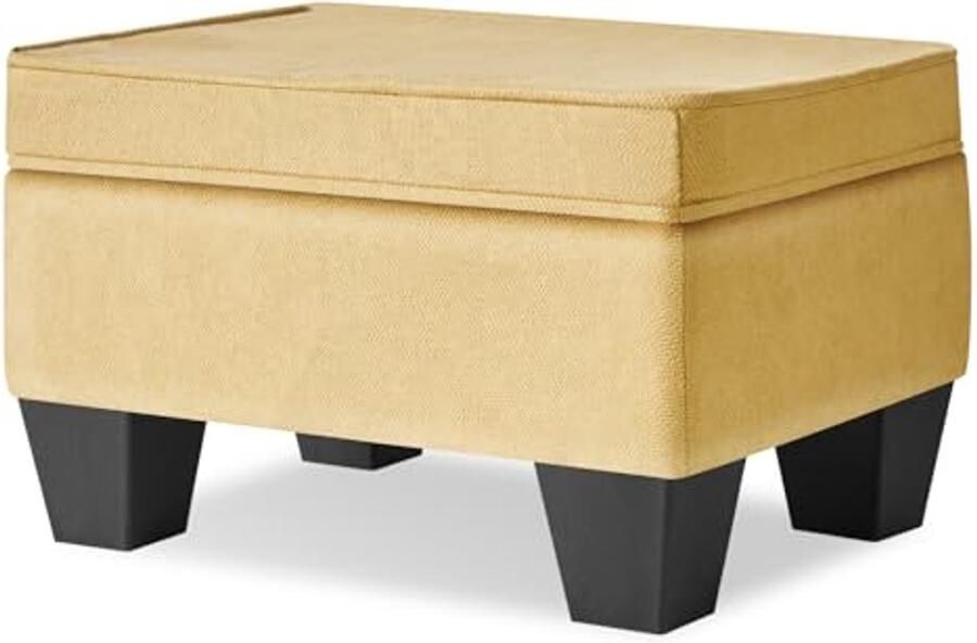 Kleine Voetenbank Ottomaanse Rechthoekige Linnen Poef met Gewatteerde Zitting