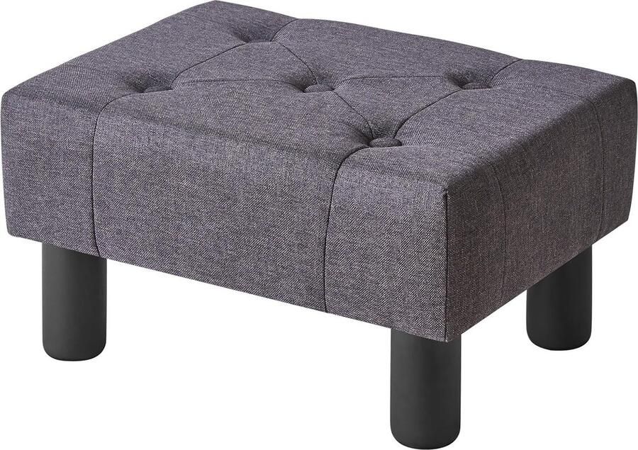 Kleine voetenbank rechthoekig linnen zitkruk voetenbank voor woonkamer poef bankkruk Ottomaanse voetsteun voor entree 40 x 30 5 x 22 5 cm grijs