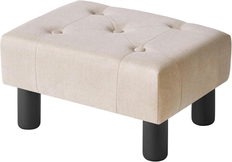 Kleine voetenbank rechthoekig van linnen zitkruk voetenbank voor woonkamer poef voetensteun voor ingang 40 x 30 5 x 22 5 cm beige