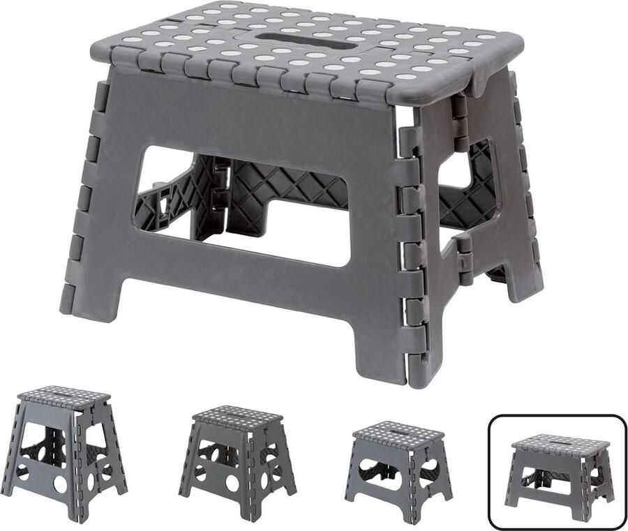 Kleine vouwkruk voor kinderen en volwassenen Draagbare en opvouwbare kruk Draagvermogen 150 kg Kruk voor keuken badkamer camping tuin 22 cm hoog Grijs Kruk