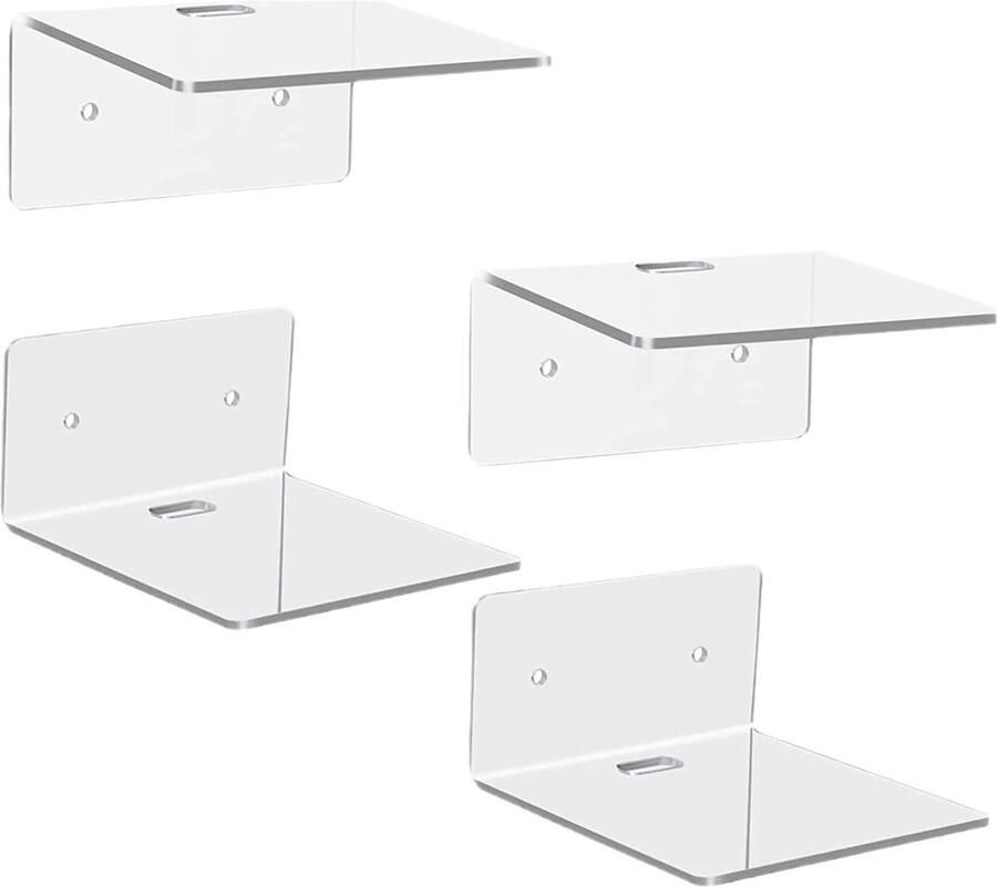 Kleine wandplank Kleine wandplank Zwevende plank van helder acryl Slaapkamer Badkamer Woonkamer Speaker Klok Decoratie Mini wandplank Helder