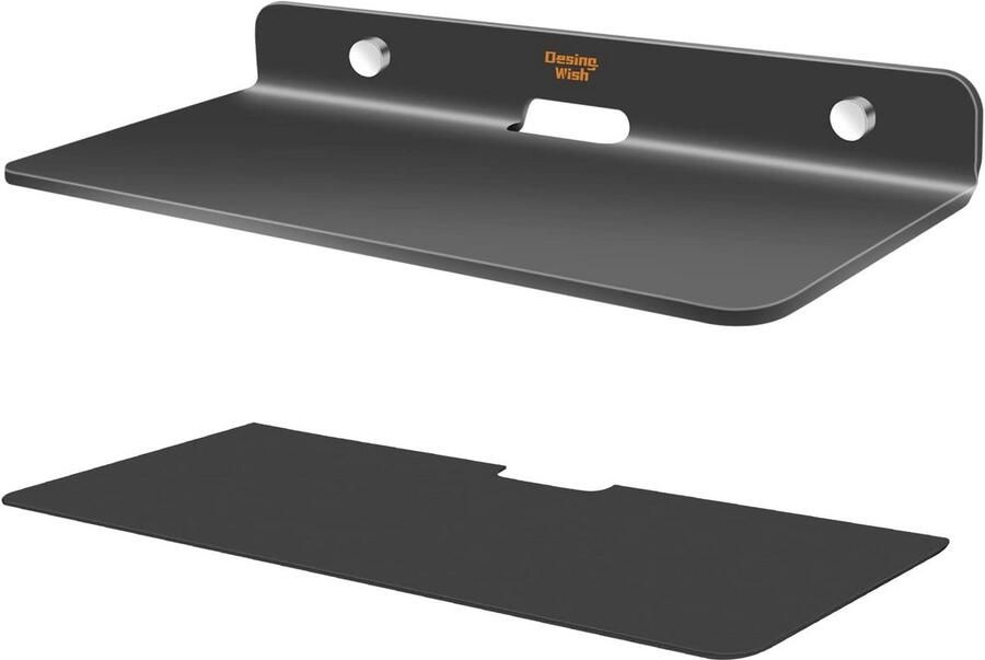 Kleine Wandplank met Schroefbevestiging en Antislip Pad Ideaal voor Luidsprekers Webcams en Decoratie (9 inch Zwart)