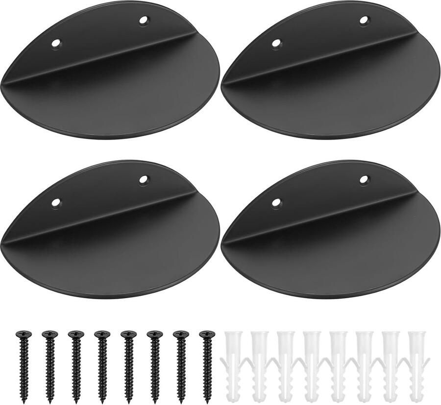 Kleine Wandplanken Set van 4 Zwart Multifunctionele Halfcirkel Vorm