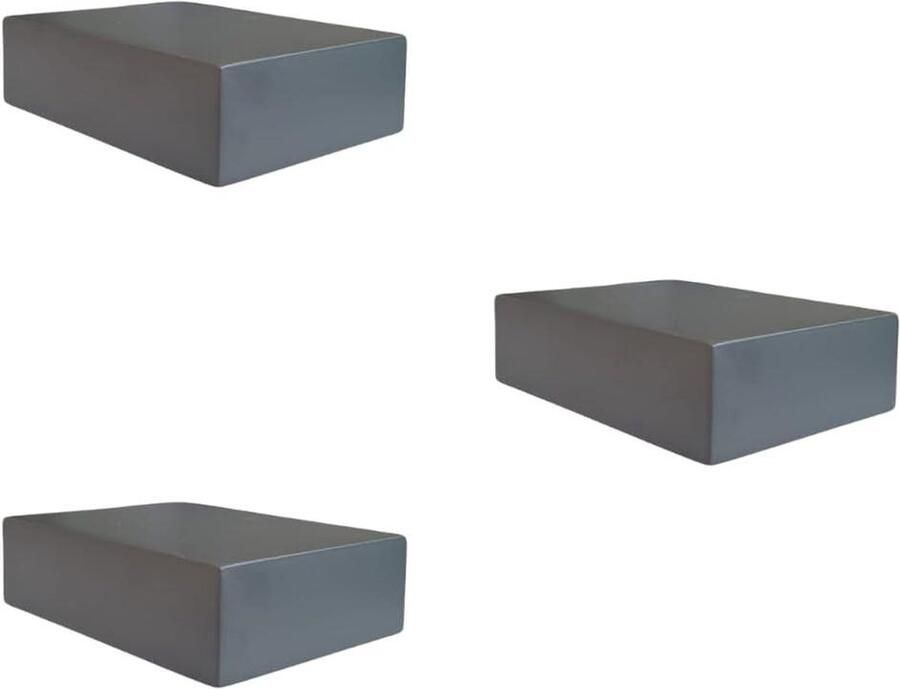Kleine Wandplanken voor Decoratieve Objecten Antraciet Set van 3 Presentatie Vitrine Wandrek