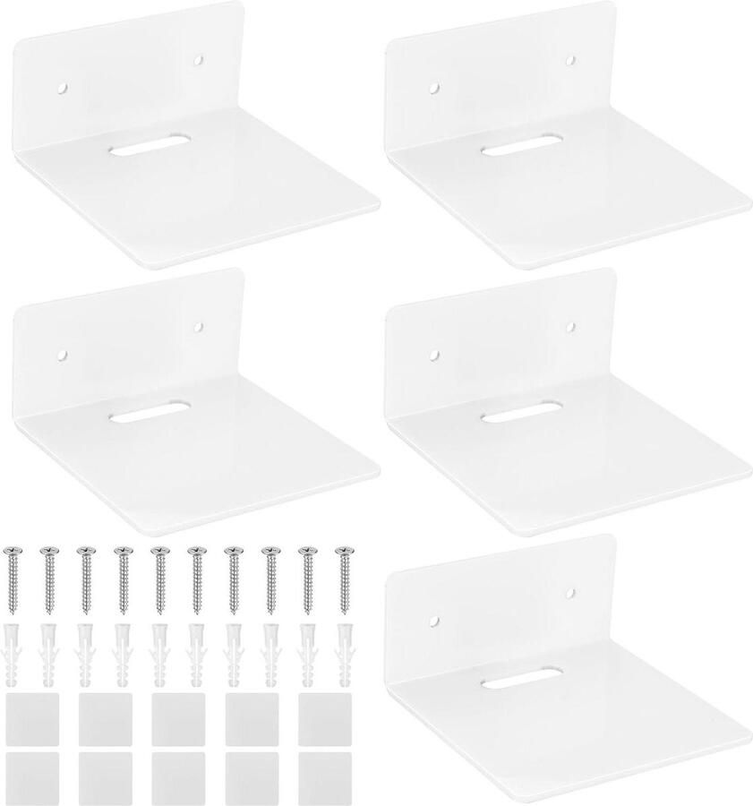 Kleine Witte Wandplank Wandrek Decoratieve oplossing 1 stuk Wit Acryl