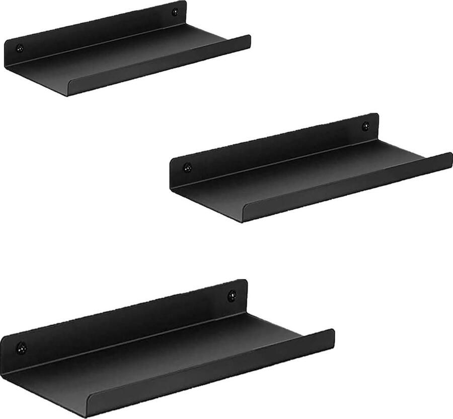 Kleine Zwarte Wandplank Set Modern Wanddecoratie 3 Stuks Metaal 20 20 20 cm