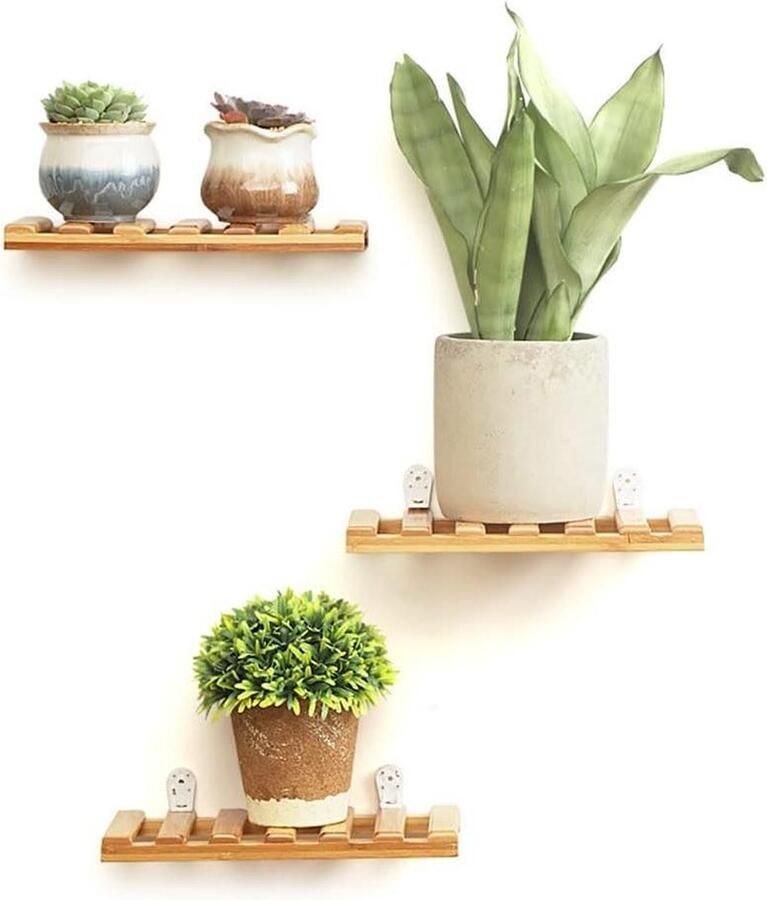 Kleine Zwevende Bamboe Wandplanken Compacte Stijl Muurplank voor Badkamer en Woonkamer